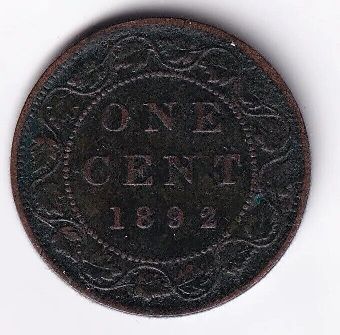 1892 Canada 1 One Cent Queen Victoria UG OC-2 Intact "N"