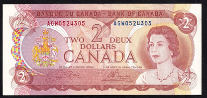 Canada 1974 $2 Two Dollar Banknote Crow - Bouey AGS 0524305