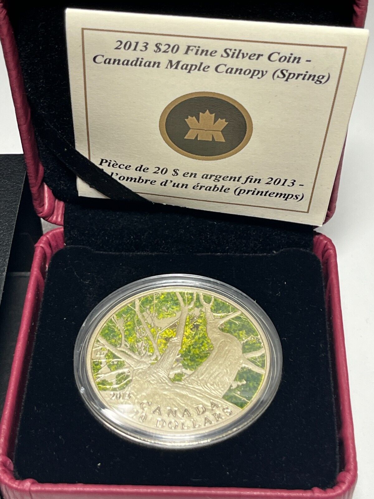 2013 Canada $20 Silver Coin - Canadian Maple Canopy - Spring - Complete