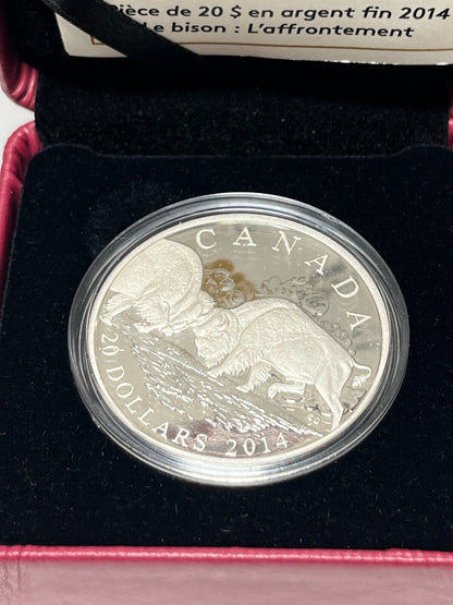 2014 Canada $20 Silver Coin - The Fight - Bison Series - 1 oz Pure SIlver Coin