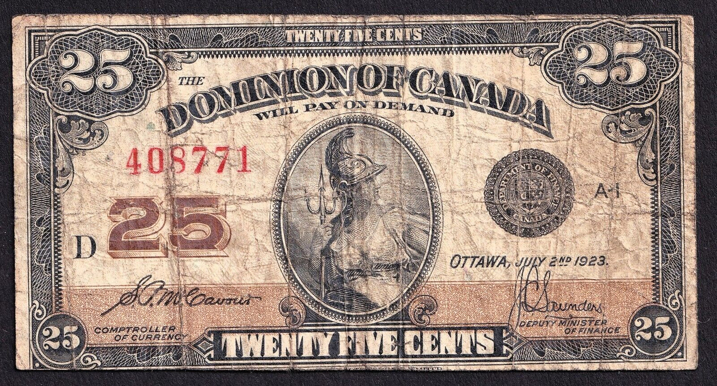 Dominion Of Canada 1923 25 Cent Shinplaster McCavour - Saunders 408771