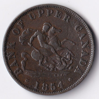 Bank Of Upper Canada 1854 Half Penny Dragonslayer Token PC-5C1 BR-720 #4