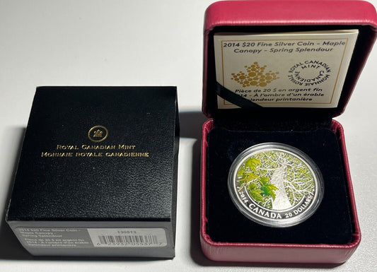 2014 'Spring Splendour-Maple Canopy' Colorized Proof $20 Fine Silver Coin