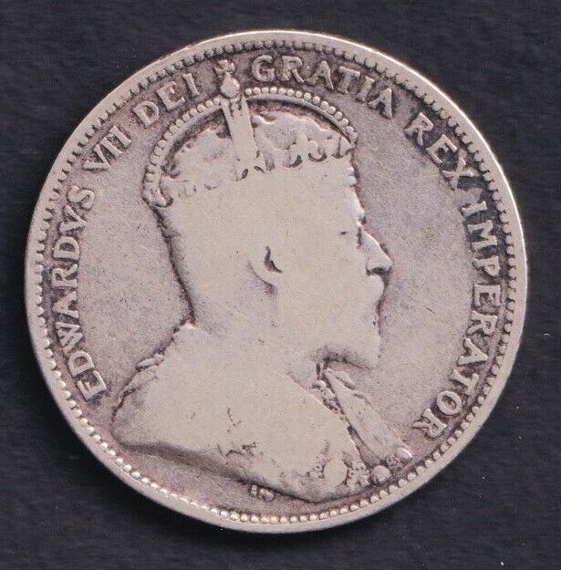 1910 Canada Silver Quarter 25 Twenty Five Cent Piece King Edward VG