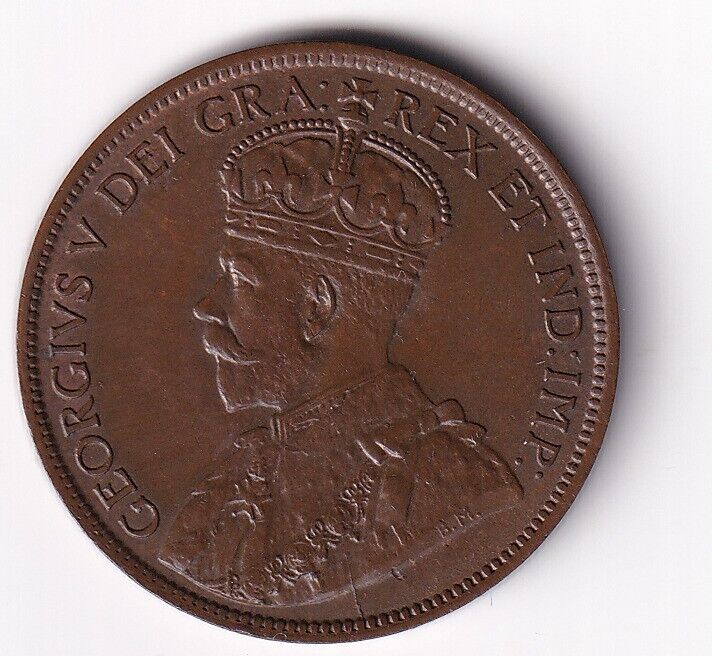 Canada 1917 1 Cent One Large Cent Coin King George MS-62 R+B Very Nice Details