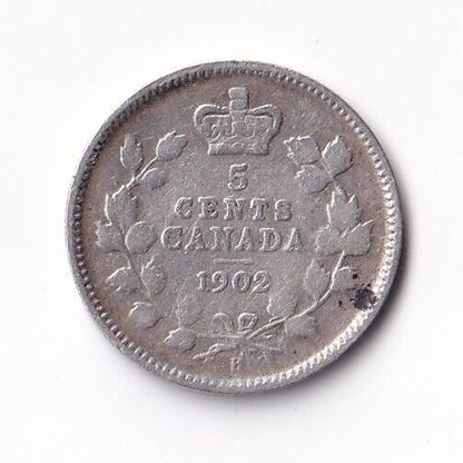 Canada 1902 H 5 Cents Small Nickel King Edward VII Sterling Silver Coin