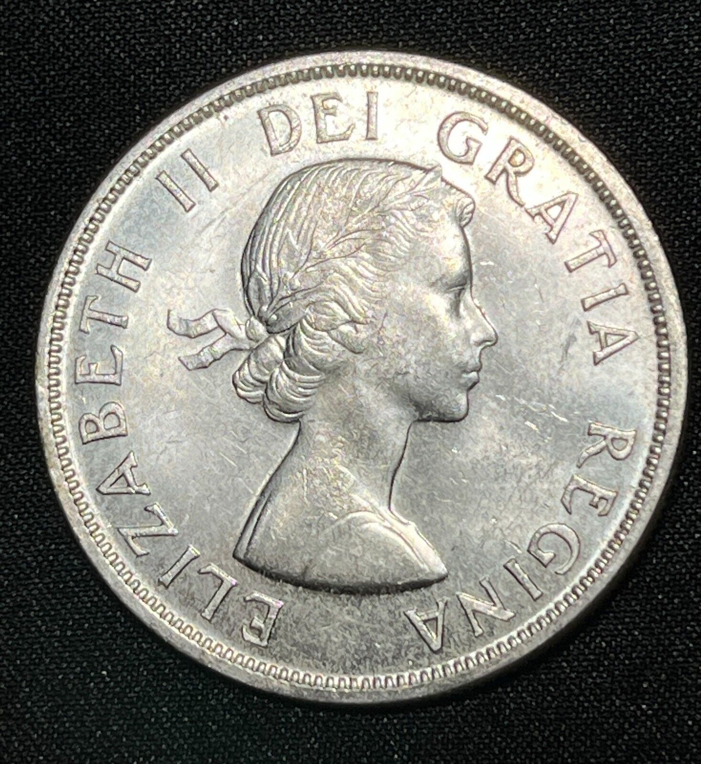 Canada 1957 $1 One Silver Dollar Queen Elizabeth II .800 Silver High Grade #2