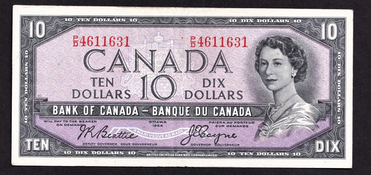 Canada 1954 $10 Ten Dollar Banknote Beattie - Coyne P/D 4611631