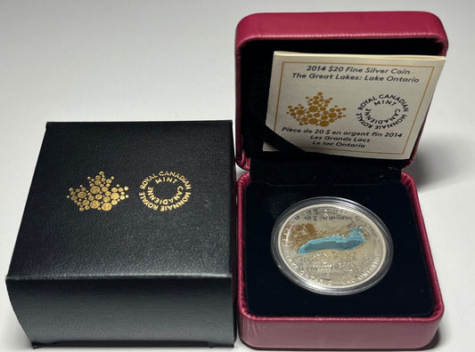 2014 Canada $20 Fine Silver Coin - The Great Lakes: Lake Ontario - Complete