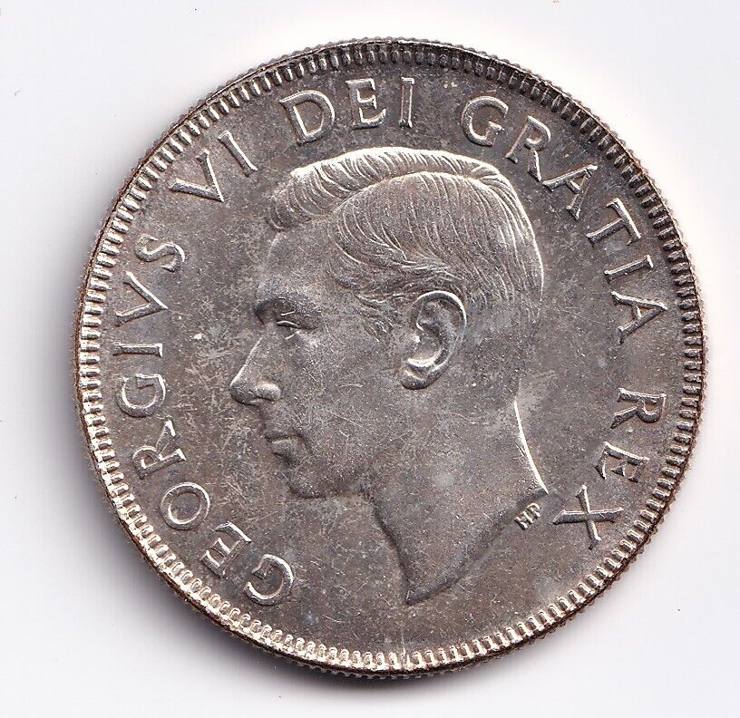 Canada 1951 50 Fifty Cent Half Dollar Silver Coin King George VI