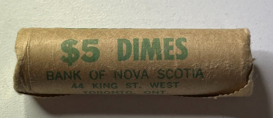 1973 Mint Sealed Roll Bank Of Nova Scotia 50 Uncirculated Canada Dimes