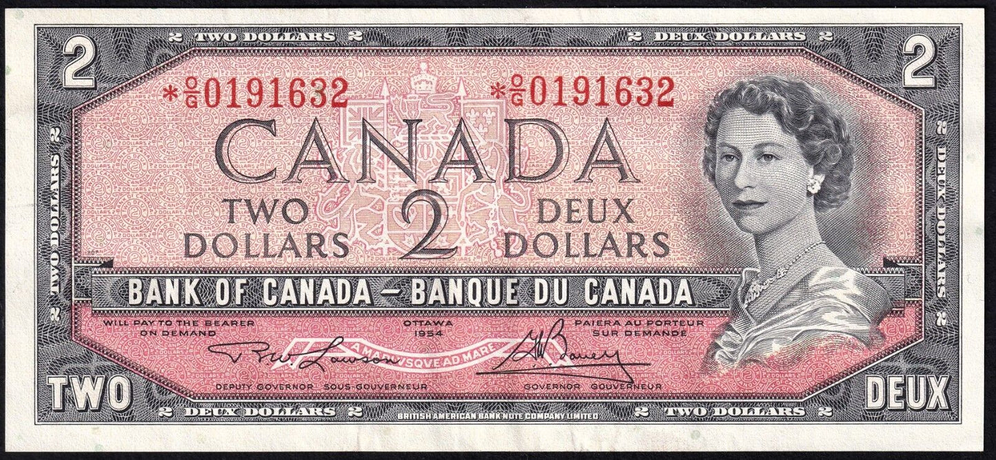 Canada 1954 $2 Two Dollar Replacement Banknote Lawson - Bouey *O/G 0191632