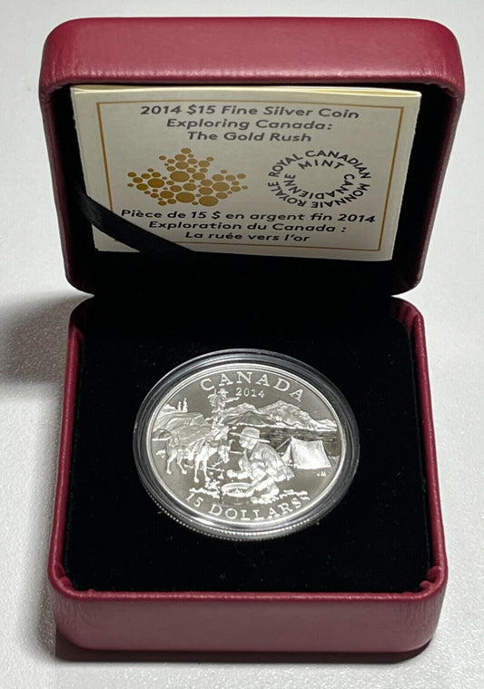 Exploring Canada The Gold Rush - 2014 Canada $15 Fine Silver Coin With Box + COA