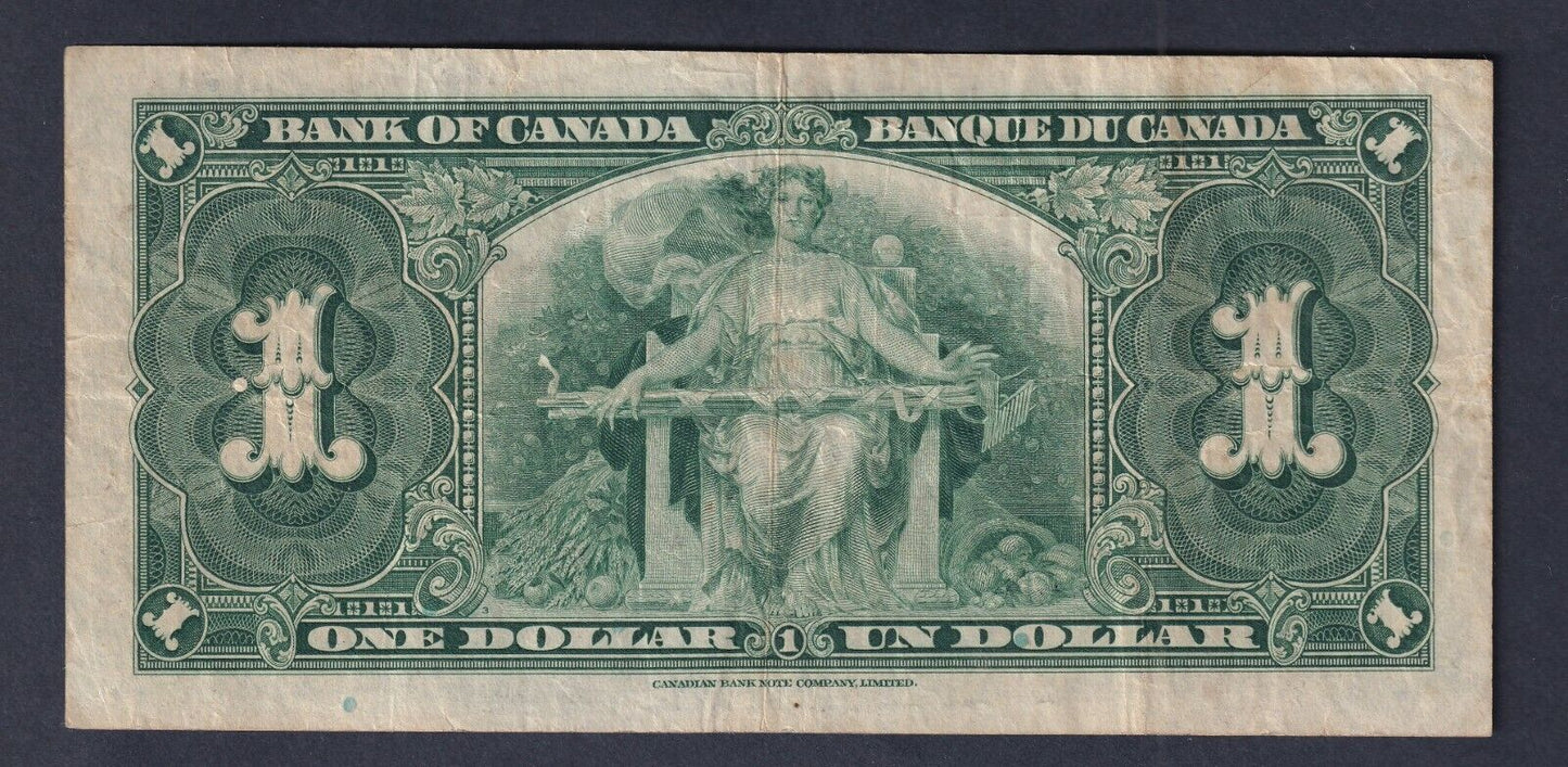 Canada 1937 $1 One Dollar Banknote VF Very Fine Narrow Panel Gordon-Towers