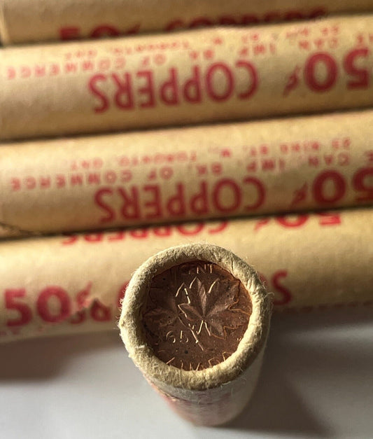 1965 Mint Sealed CIBC Roll Of 50 Uncirculated Canada Pennies