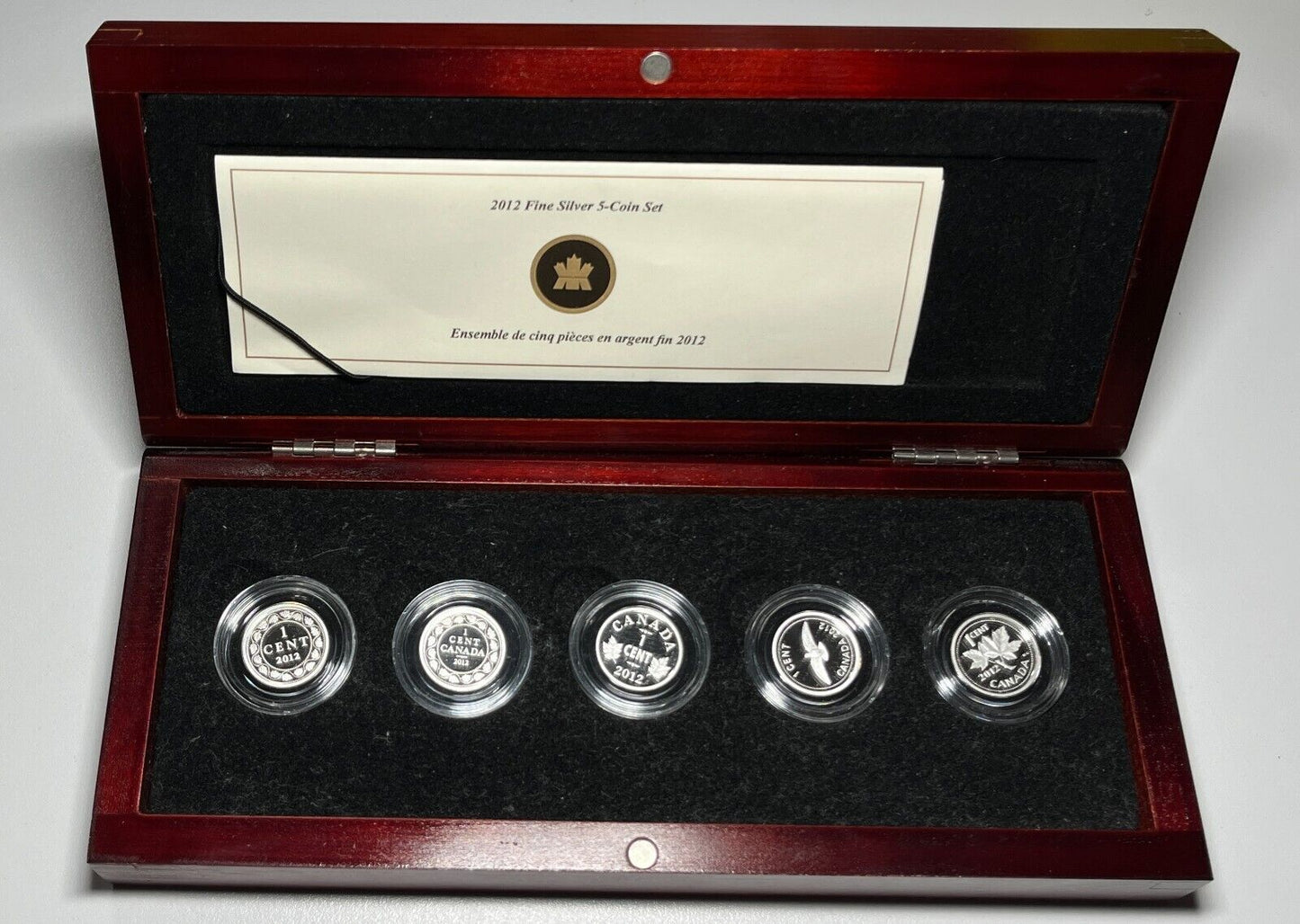 2012 Canada Farewell to the Penny Fine Silver 5-Coin Set With Wooden Box