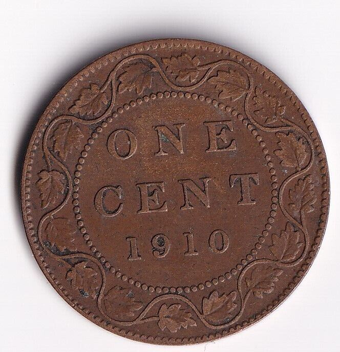 Canada 1910 1 Cent One Large Cent Coin King Edward Nice Details