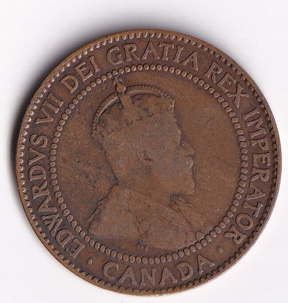 Canada 1910 1 Cent One Large Cent Coin King Edward Nice Details