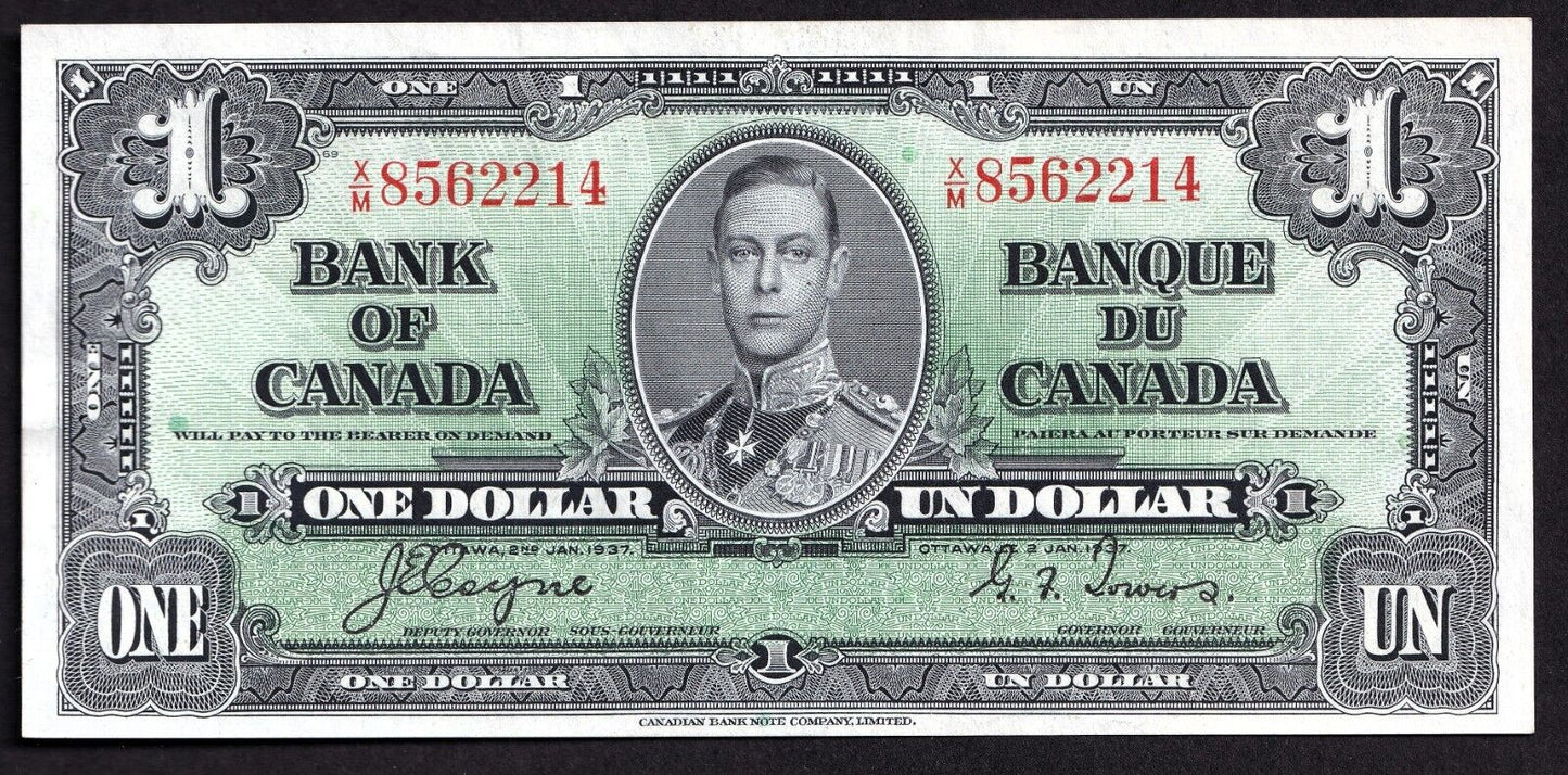 Canada 1937 $1 One Dollar Banknote Coyne - Towers X/M 8562214