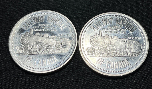 Lot Of 2 St. Thomas Ontario Railway Capital of Canada Trade Dollars