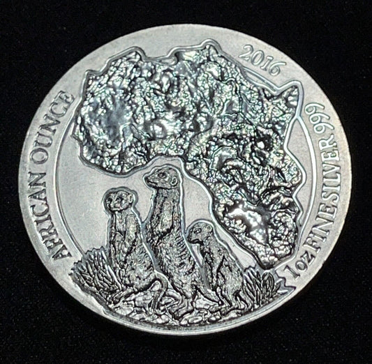 2016 Rwanda African Ounce Meerkat 1oz Fine Silver .9999 Coin No Mint Seal