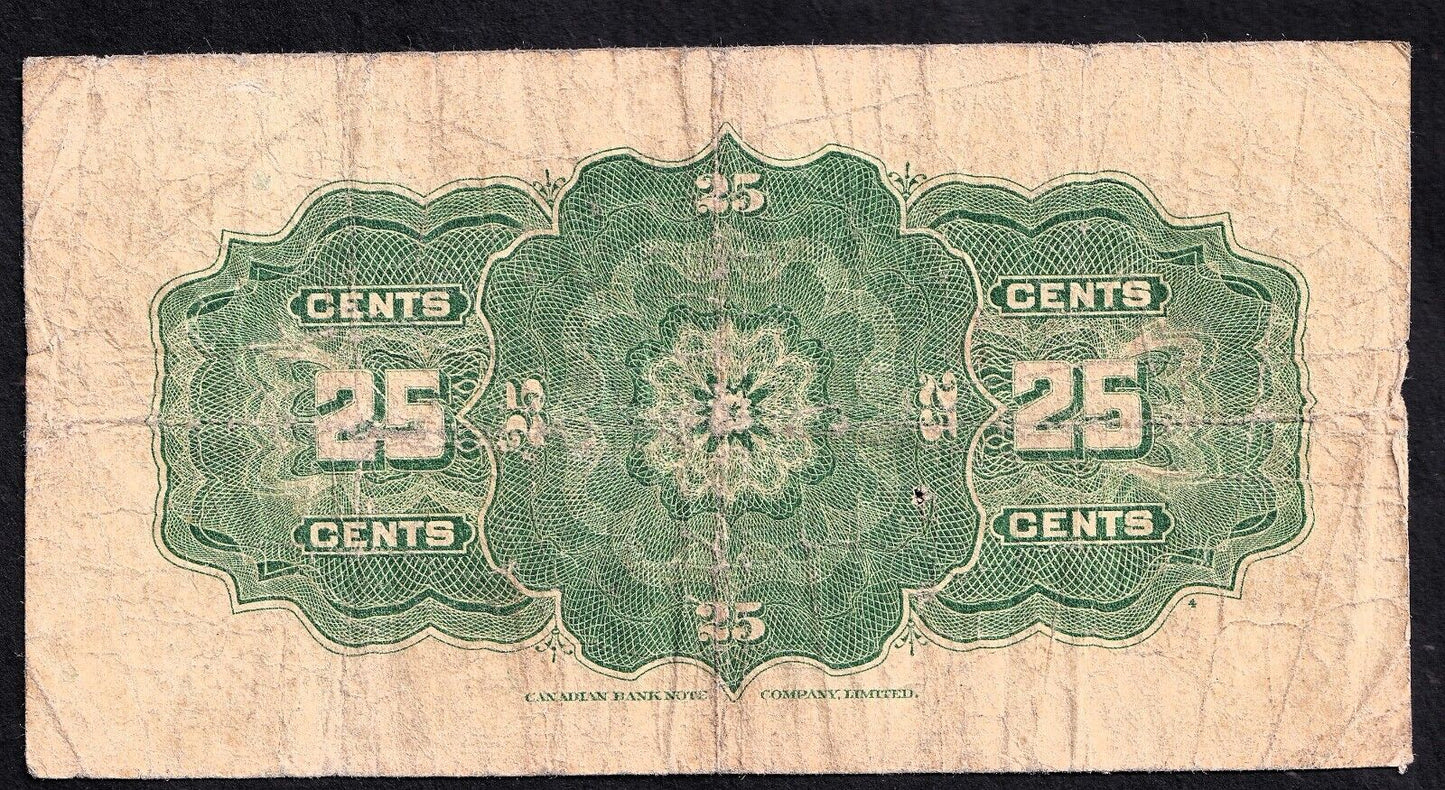 1923 Dominion of Canada 25c Shinplaster Note McCavour - Sanders 496378