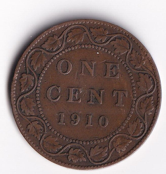 Canada 1910 1 Cent One Large Cent Coin King Edward Nice Details