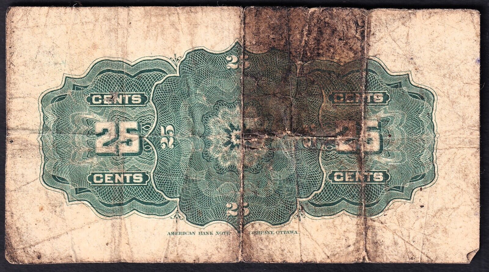 1900 Dominion of Canada 25c Shinplaster Note Courtney