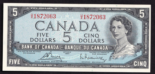 Canada 1954 $5 Five Dollar Banknote Bouey - Rasminsky Beautiful Colour U/X