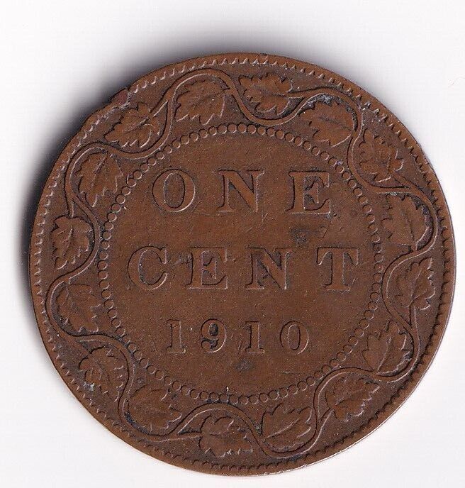 Canada 1910 1 Cent One Large Cent Coin King Edward Nice Details