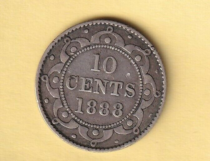 1888 Newfoundland 10 Cent .925 Silver Rare Key Date Mintage Of 30,000