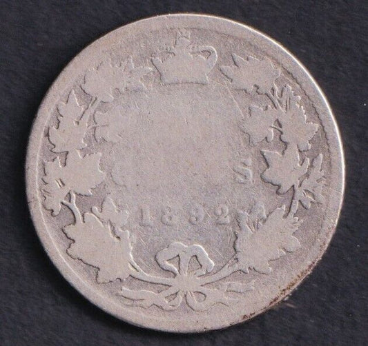 Canada 1892 25c Twenty Five Cent Silver Coin Queen Victoria .925 Silver