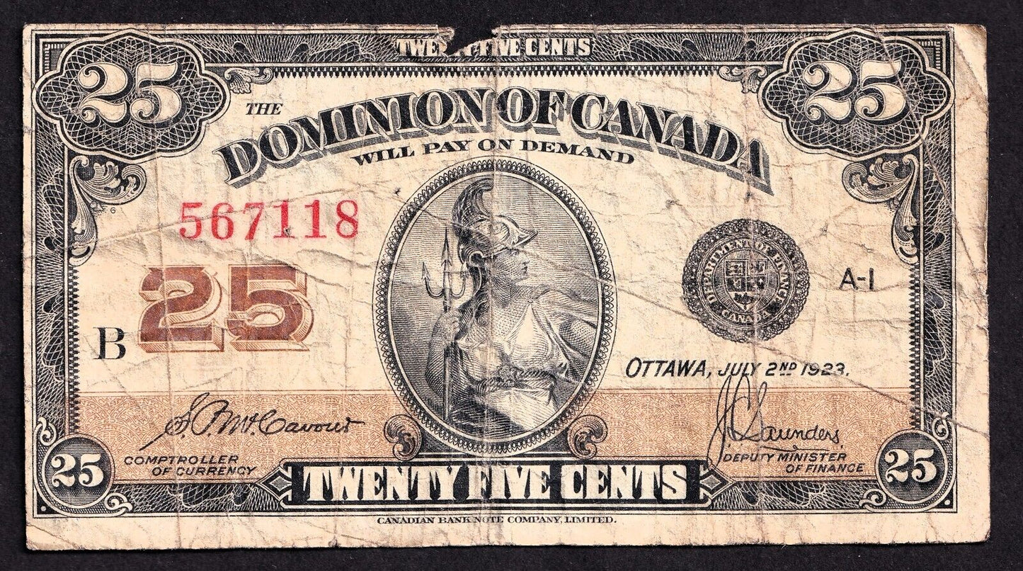 Dominion Of Canada 1923 25 Cent Shinplaster McCavour - Saunders 567118