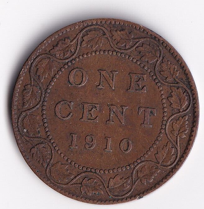 Canada 1910 1 Cent One Large Cent Coin King Edward Nice Details