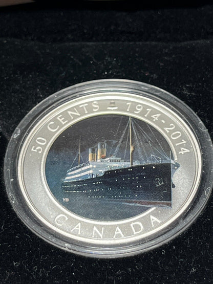 2014 'RMS Empress of Ireland' Colorized 50-Cent Coin (Silver Plated)