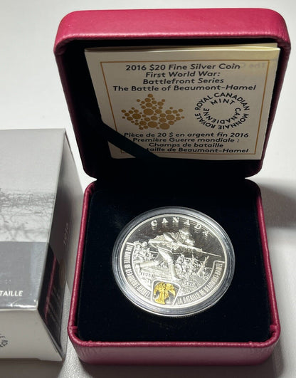 2016 Canada $20 .9999 Silver WWI Battlefront – Battle of Beaumont-Hamel