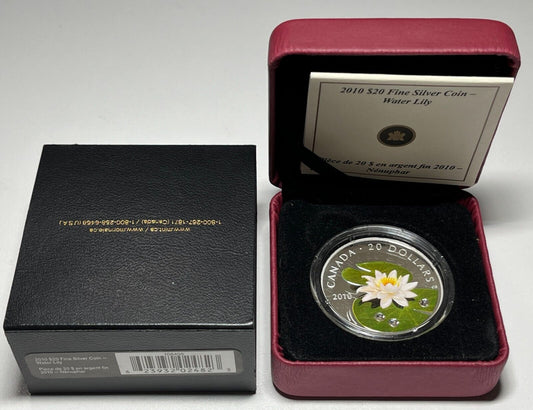 Canada 2010 $20 Flowers Water Lily with Swarovski Crystals With Box + COA