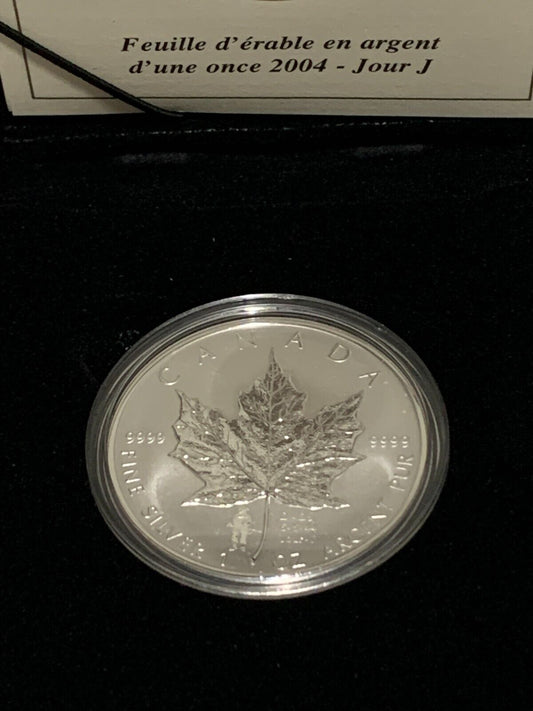 2004 Silver Maple Leaf RCM Commemorative D-Day $5 Privy in Box & COA