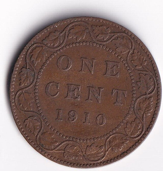 Canada 1910 1 Cent One Large Cent Coin King Edward Nice Details