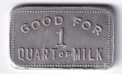 Ideal Dairy Hanover Good For Quart of Milk Token Rectangular Shaped Hanover, ON