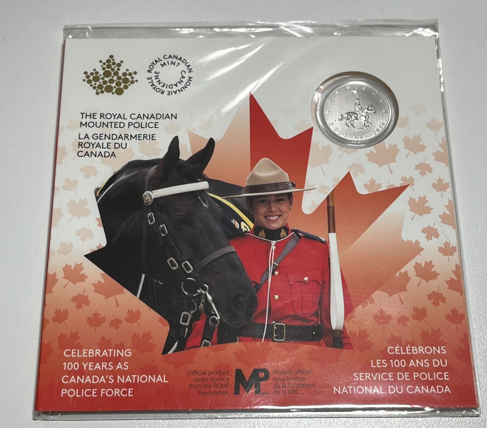 2020 RCMP Canada's National Police Force 100th Anniversary  $5 Pure Silver Coin