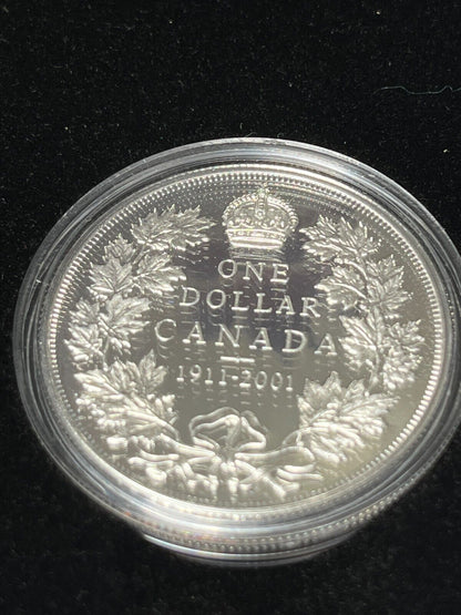 2001 Canada $1 Sterling Silver Coin - 90th Anniversary Of The 1911 Dollar