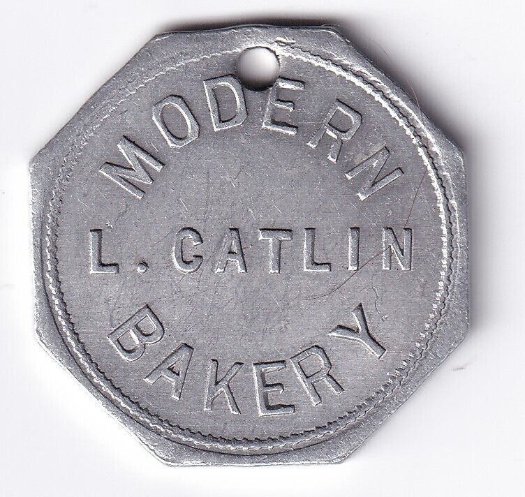 Modern L. Catlin Bakery Good For 1 Loaf Of Bread Octogon Shaped Token