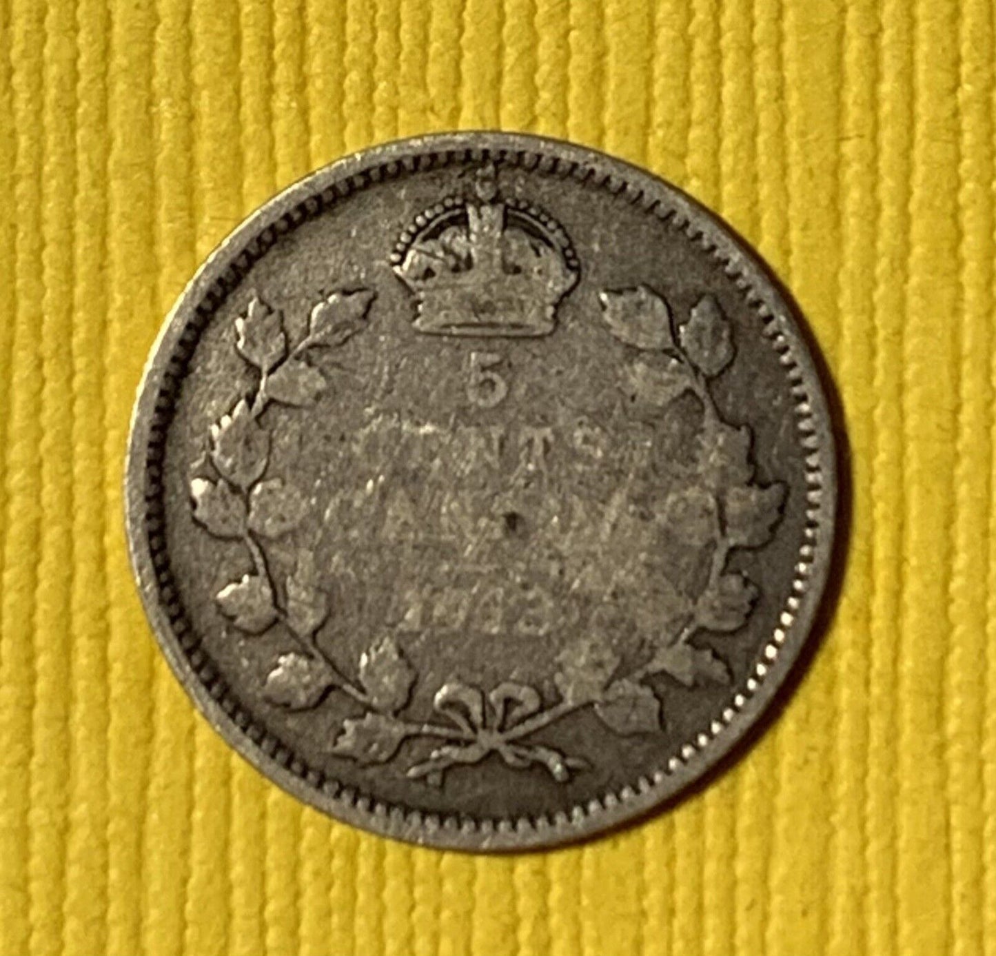 Canada 1913 Silver 5 Cents Nice Grade King George V .925 Silver