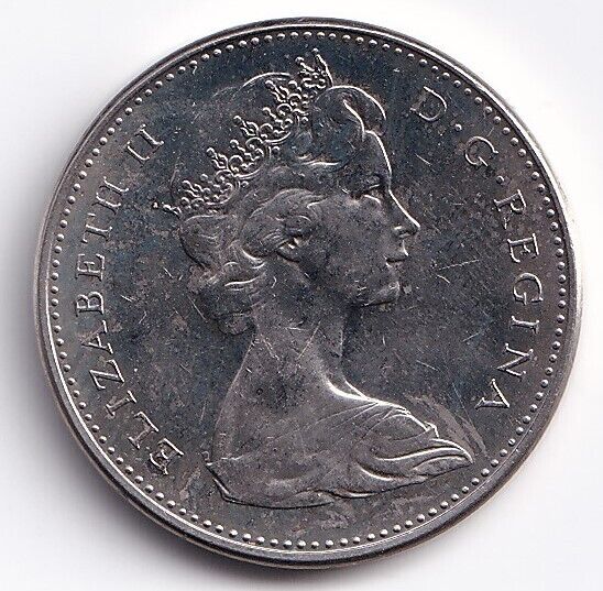 Canada 1966 Five Cent 5c Nickel Queen Elizabeth II  Des In "6"