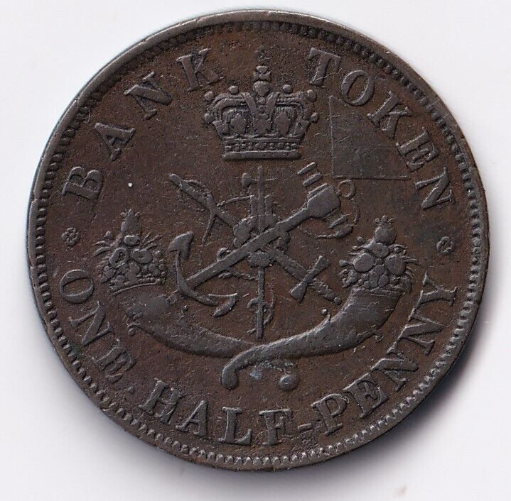 Bank Of Upper Canada 1854 Half Penny Dragonslayer Token PC-5C1 BR-720 #4