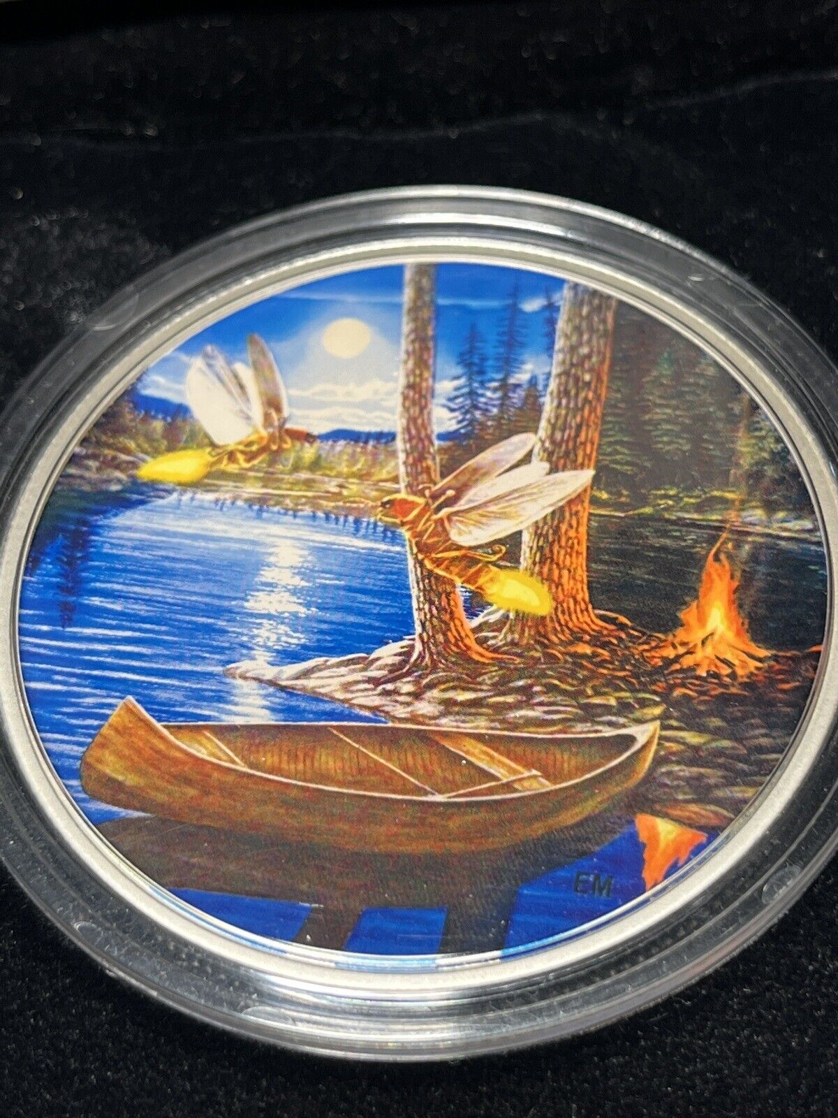 2015 Canada $30 2 oz Fine Silver Coin Moonlight Fireflies Glow in the Dark