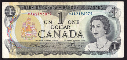 Canada 1973 $1 One Dollar Replacement Banknote Lawson - Bouey *AA 2196079