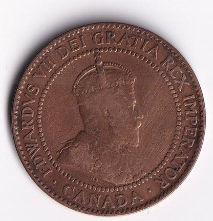 Canada 1910 1 Cent One Large Cent Coin King Edward Nice Details