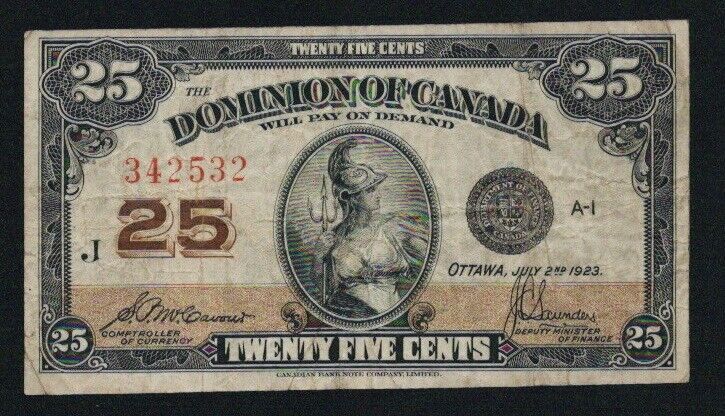 1923 Dominion of Canada 25c Shinplaster Note Boville DC-24c - VF